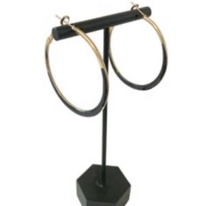 NWT Boutique gold and black hoop earrings